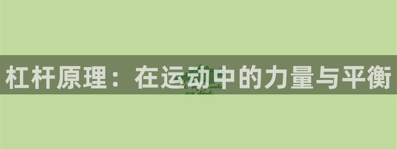 ug环球官网登录入口：杠杆原理：在运动中的力量与平衡